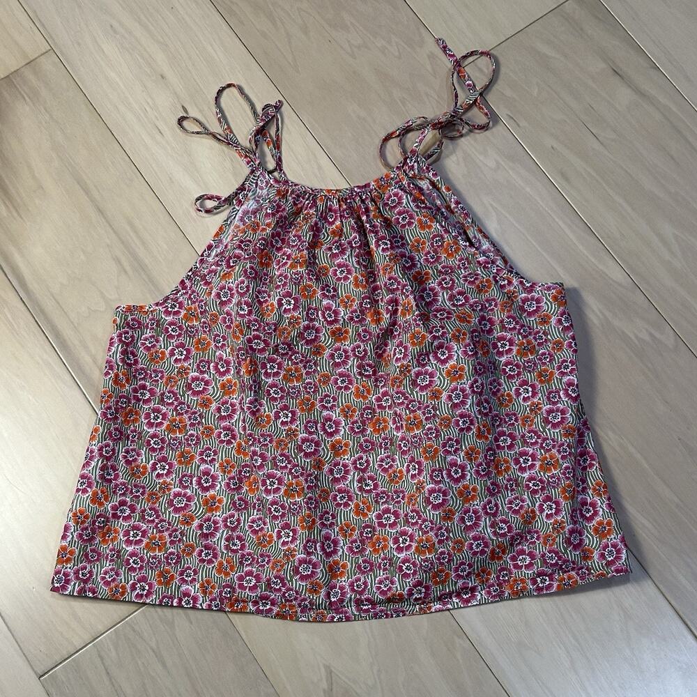 J Crew Liberty London Tie-Shoulder Top Tank Floral Ellie Women’s Small - Picture 3 of 7